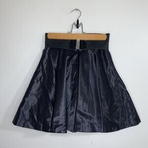 Vintage XOXO Black Skater A-Line Mini Skirt Belt Size 1/2 Y2K